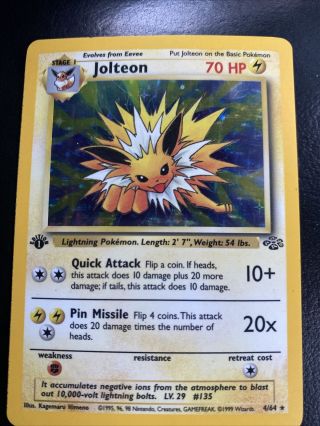1st Edition Jolteon 4/64 Jungle - Holo - Vintage Wotc Pokemon Card - Nm/lp