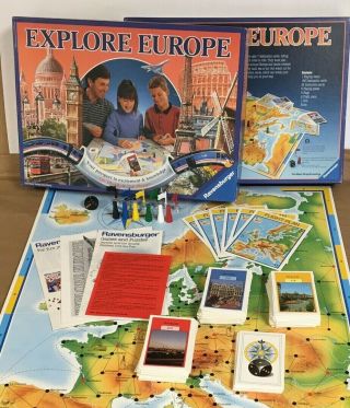 Vintage Explore Europe Board Game By Ravensburger 1992 Edition 100 Complete