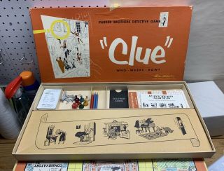 Vintage Clue 1956 Parker Brothers Detective Board Game - Complete And In Euc