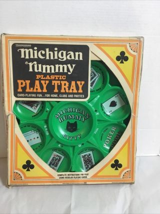 Vintage Transogram Michigan Rummy Plastic Play Tray Black Kitty Cat 5001