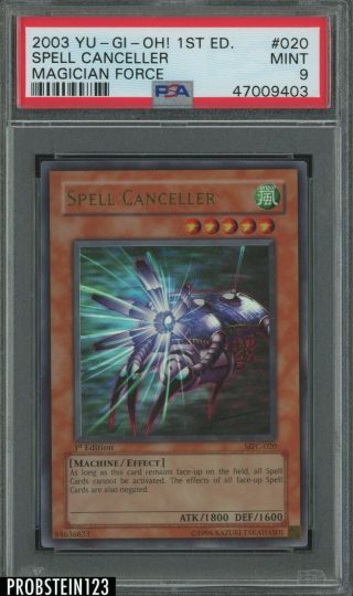 2003 Yu - Gi - Oh 1st Edition Magician Force 020 Spell Canceller Psa 9