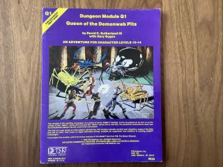1980 Tsr Ad&d,  Advanced Dungeons & Dragons Module Q1,  Queen Of The Demonweb Pits