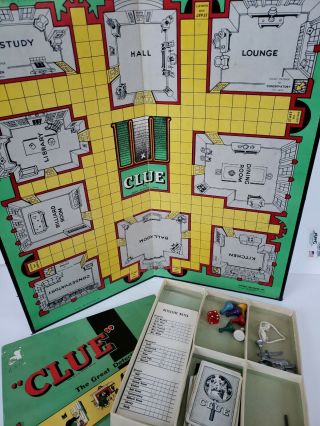 Vintage 1949 Clue Mystery Board Game By Parker Brothers Weapons Cards