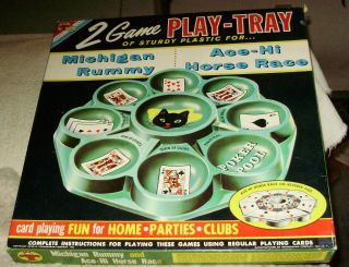 Transogram 2 Game Play Tray Michigan Rummy Ace - Hi Horse Race