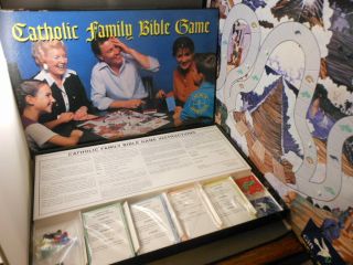 Vtg Complete Divinity Catholic Family Bible Board Game Church & Bishop Approved