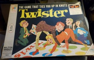 , Vintage 1966 Twister Board Game,  Milton Bradley (vtg 1960 