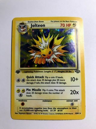 1st Edition Jolteon 4/64 Jungle - Holo - Vintage Wotc Pokemon Card - Nm/lp