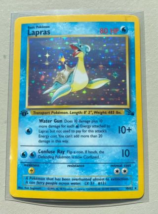 1999 Pokemon Fossil First Edition Lapras Holo 10/62 Rare
