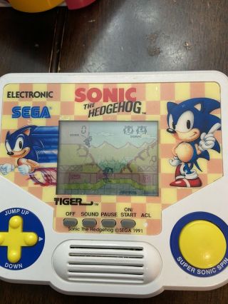 Vintage 1991 Tiger Electronic Sega Sonic The Hedgehog Handheld Game -