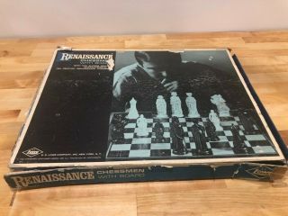 Vintage E S Lowe Renaissance Chess Set Felted With Board Box Anri