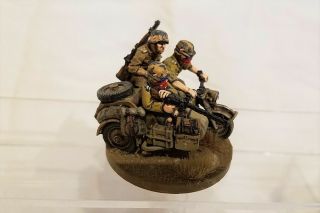 Painted Ww Ii 28mm Bolt Action German Dak Afrika Korps Motorcycle 3 Figs C