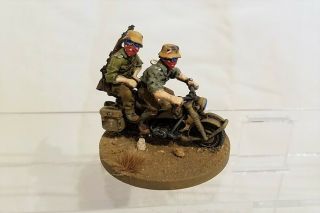 Painted Ww Ii 28mm Bolt Action German Dak Afrika Korps Motorcycle 2 Figs A