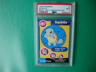 1999 Burger King Pokemon Squirtle Unperforated Psa 9 Pop 1