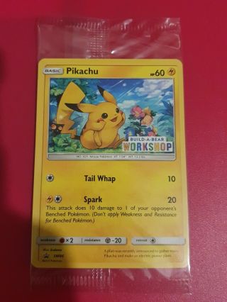 Out Of Print Pokemon Card Build A Bear Pikachu Sm86 Workshop Stamped.