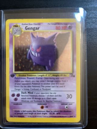 Gengar 1999 Fossil Holo 1st Edition 5/62 Pokemon Card Lightly Played Wotc