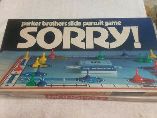 Vintage Sorry Board Game 1972 A Parker Brothers Game Complete