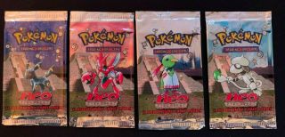 Pokemon Neo Discovery Unlimited Booster Packs Rare Wotc - Empty No Cards All 4