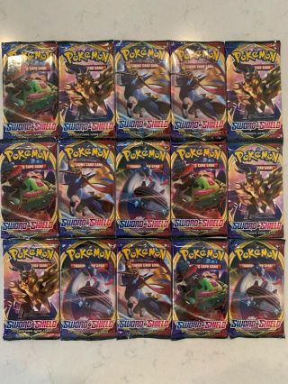 15x Pokemon Sword And Shield Booster Packs (15)