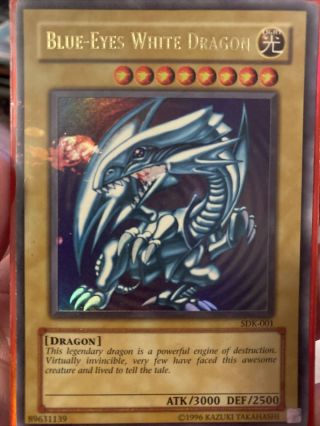 1996 Yu - Gi - Oh Blue - Eyes White Dragon Sdk - 001 - Ultra - Rare Unique Misprint