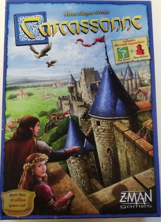 Carcassonne With The River & Abbot Strategy Board Game Z - Man Games Complete