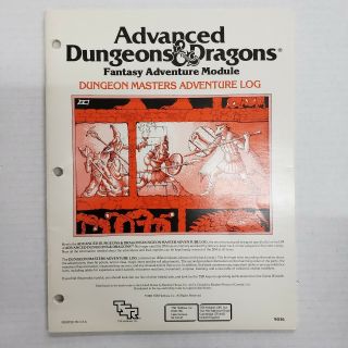 Dungeon Master Adventure Log (advanced D&d,  Ad&d),  Tsr,  1980
