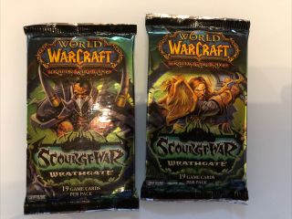 2 Scourgewar Wrathgate Pack Warcraft Wow Tcg Spectral Tiger Blazing Loot?