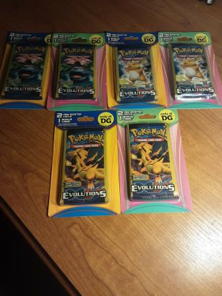 (6) Pokemon Xy Evolutions Blister Pack,  12 Mini Booster Packs,  6 Bonus Card