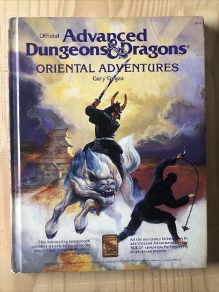 Ad&d – Oriental Adventures - 2018 By Gary Gygax Tsr Advanced Dungeons & Dragons