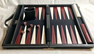 Vintage Skor - Mor Backgammon Game In Faux Leather Briefcase Quality Fun