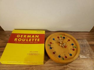 German Roulette Table Game Wooden Balls Spinning Top W Box Germany Made