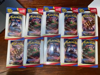 10 Pokemon Sword And Shield Booster Packs W/ Promo Card All And