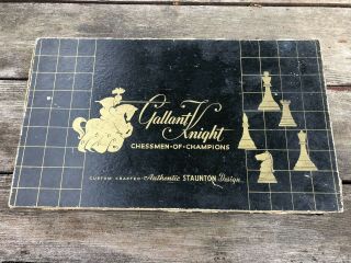 Vintage Staunton Gallant Knight Chess Set W Board C.  1950 