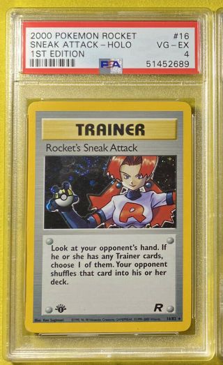 Pokemon 1st Edition Team Rocket’s Sneak Attack - Holo 16/82 2000 Psa 4