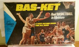 Cadaco 1969 Dated Bas - Ket Basketball Action Tabletop Game Complete And