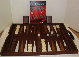 Full Size Backgammon Set,  Open Size 23 " X 18 ",  W/ A Hard Cover Instruction Book.