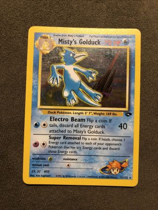 Misty’s Golduck Gym Challenge Wotc Holo Pokémon Card Tcg 12/132 Swirl