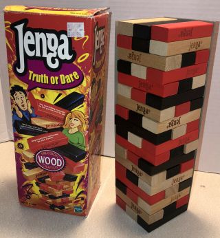 Jenga Truth Or Dare Adult Party Game Hasbro Mb 2000 41385 100 Complete