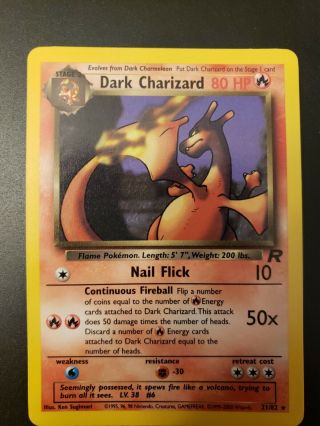 Vintage Pokemon Card Dark Charizard 21/82 Non Holo Rare Team Rocket / Nm