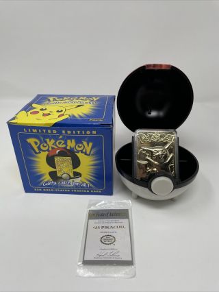 1999 Burger King Pokemon Limited Edition 23k Gold - Plated Pikachu Trading Card