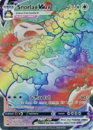 Pokemon Snorlax VMAX Full Art Holo Foil 206/202 Secret Rainbow Rare ...