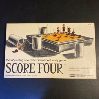 Score 4 Four Family Board Game Vintage Three Dimensional Strategy Lakeside 8325
