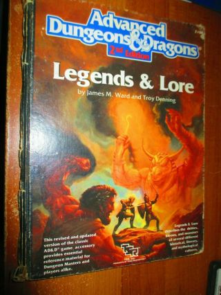 Legends And Lore By James M.  Ward 1990 Advanced Dungeons And Dragons Ad&d