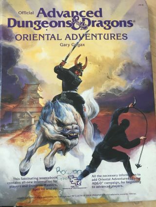 Oriental Adventures Adv Dungeons & Dragons Gary Gygax Hardbound 1985