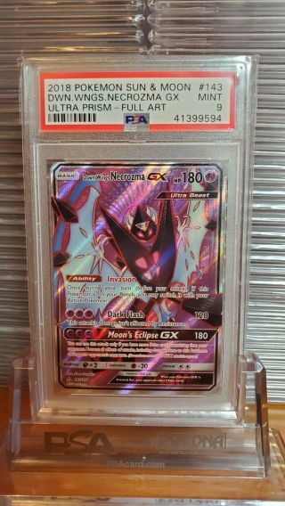 Dawn Wings Necrozma Gx 143/156 S&m Ultra Prism Holo Pokemon - Psa 9