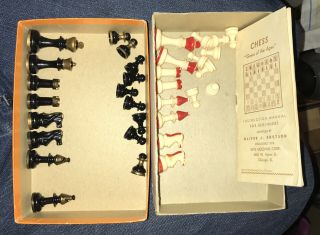 Vintage 1942 Gits Molding Staunton Pattern Chessmen 2” King With Bix