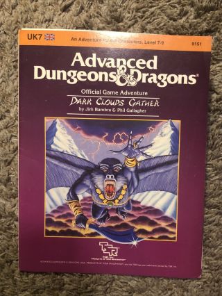 Dark Clouds Gather Advanced Dungeons & Dragons Module Ad&d Tsr 9151 Uk7