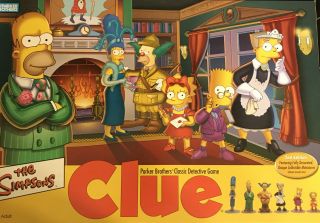 The Simpsons Clue Board Game 2nd Edition 2002 Homer Bart Marge Maggie Lisa Frees