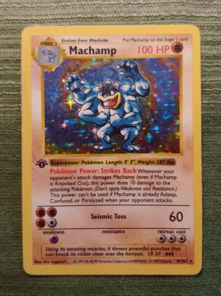 Machamp 8/102 Holo 1st Edition Shadowless (lp) Base Set Pokemon Wotc