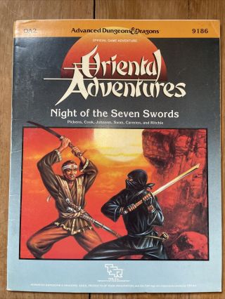 1986 Tsr Advanced D&d Oriental Adventures Night Of The Seven Swords Oa2
