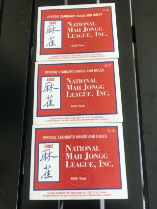 2002 Set Of 3 National Mah Jongg League Card/rule